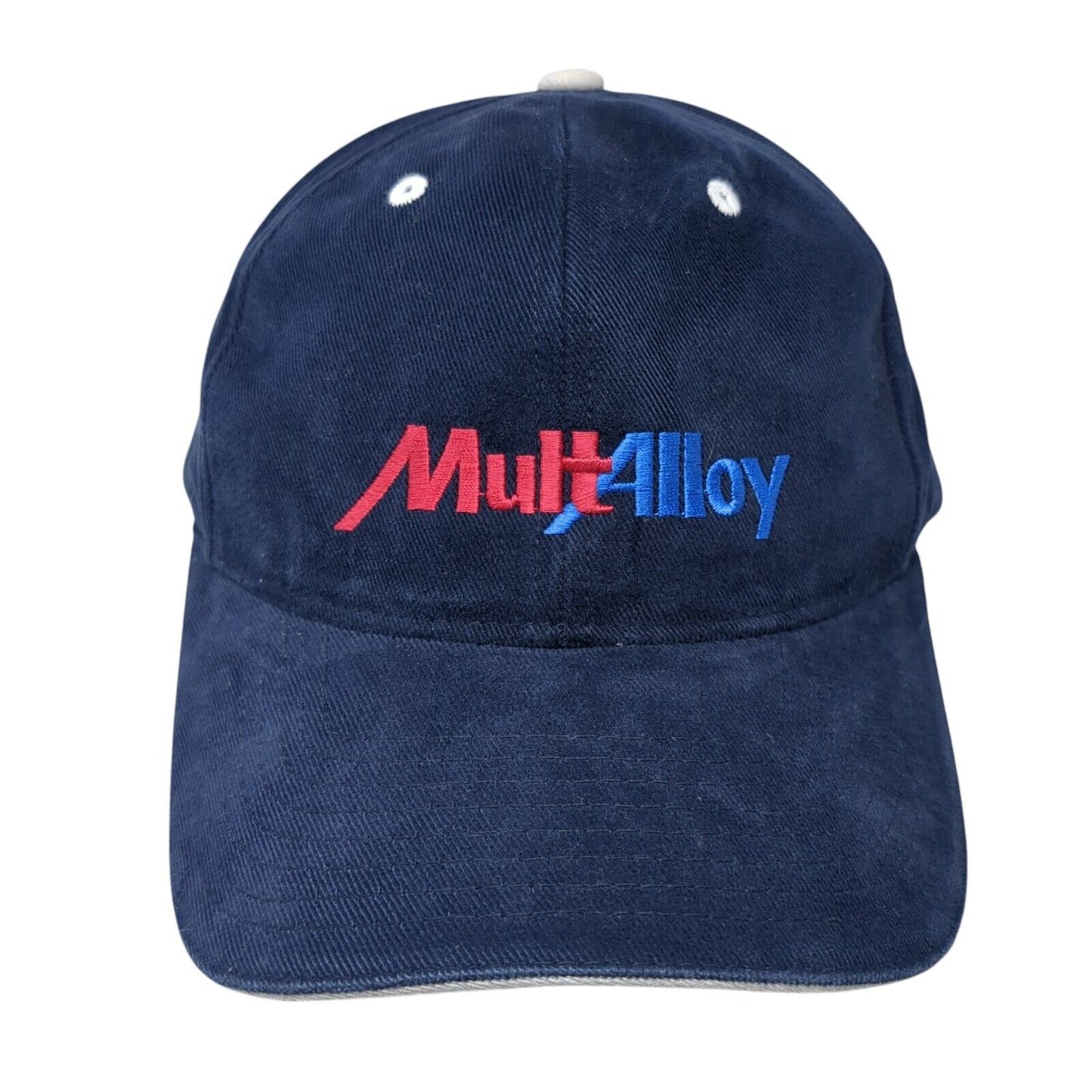 MultAlloy Strapback Hat Blue One Size Adjustable Embroidered Yupoong Cotton