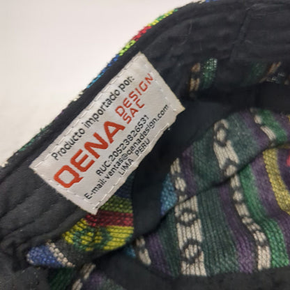 Qena Design Army Cap Green Multicolor One Size Woven Geometric Peru Patch Hat