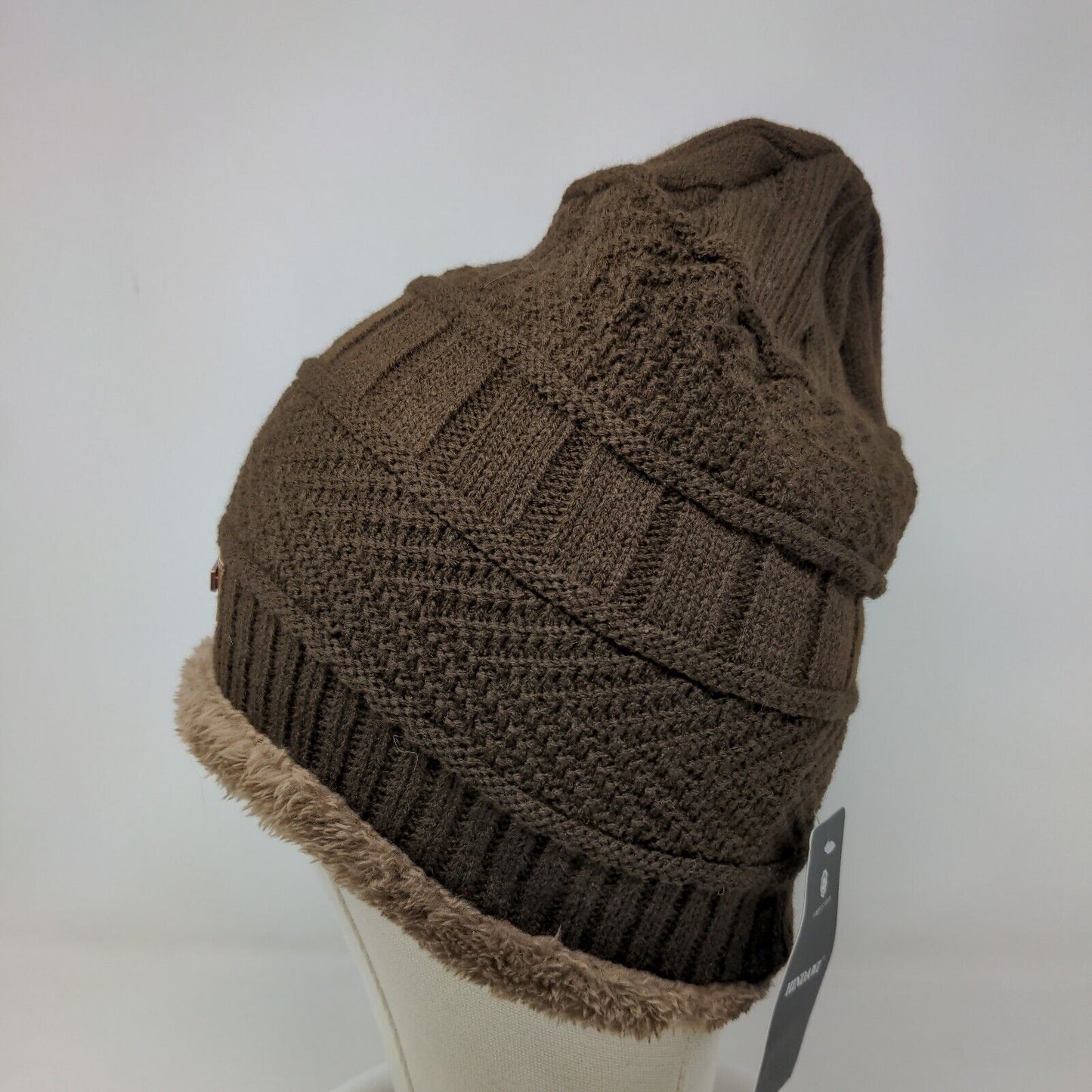 Hindawi Men's Knit Beanie Cap Hat Cable Knit Brown W/Tags 100% Acrylic