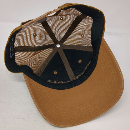 Carhartt Trucker Hat Brown One Size Mesh Snapback Embroidered Logo Workwear Cap