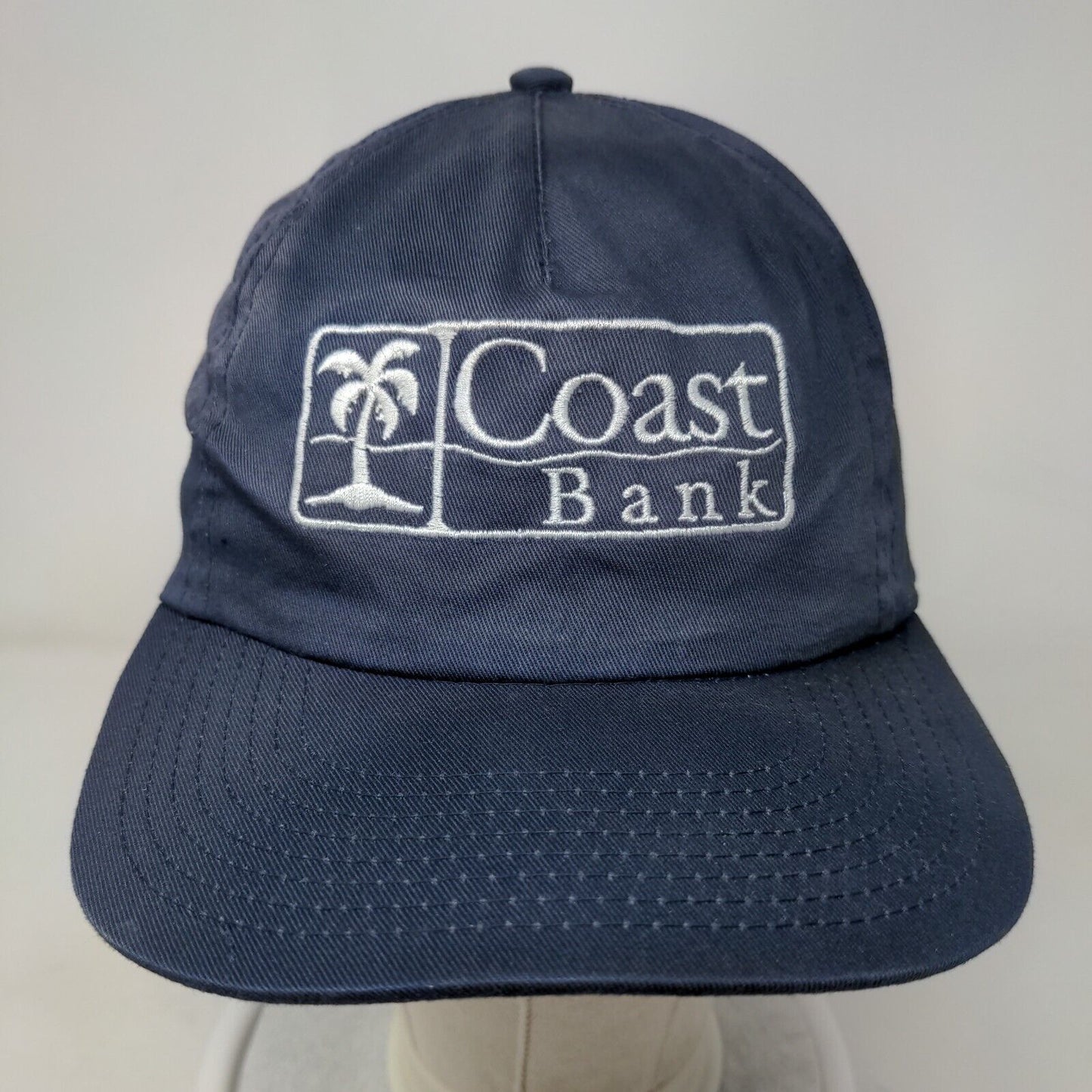 Coast Bank Strapback Hat Blue One Size Adjustable Embroidered 6 Panel Toppers