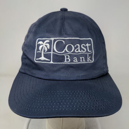 Coast Bank Strapback Hat Blue One Size Adjustable Embroidered 6 Panel Toppers