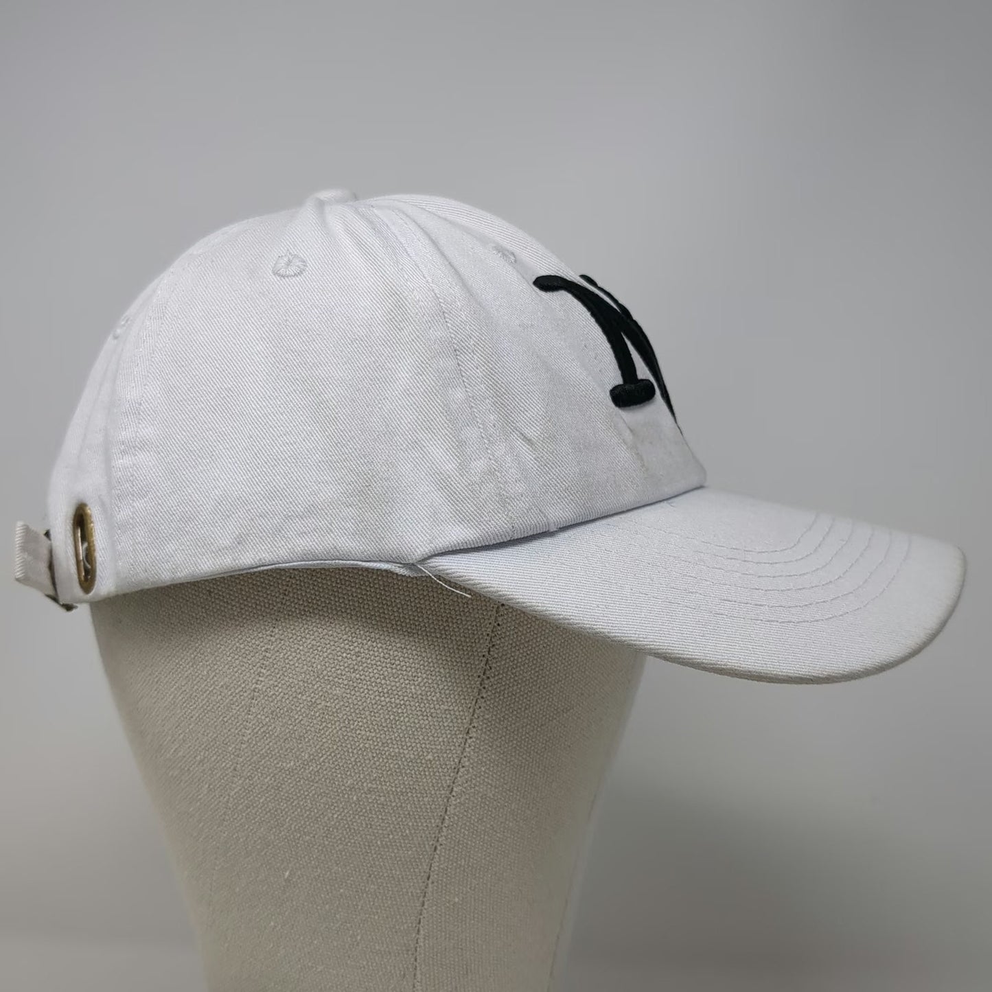 Baseball Cap White One Size NY New York Embroidered Slideback Adjustable Hat