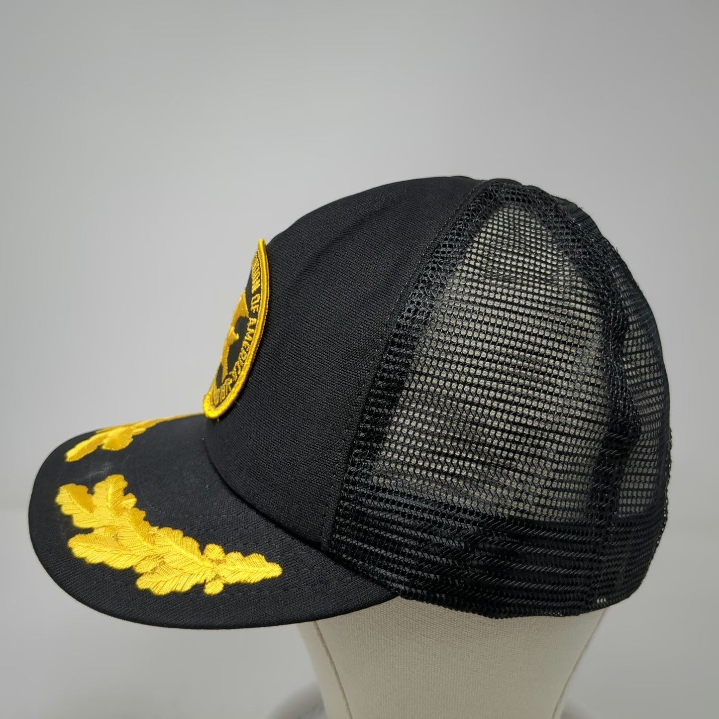 NRA Trucker Hat Black Yellow Vintage Mesh Snapback Scrambled Eggs Made in USA