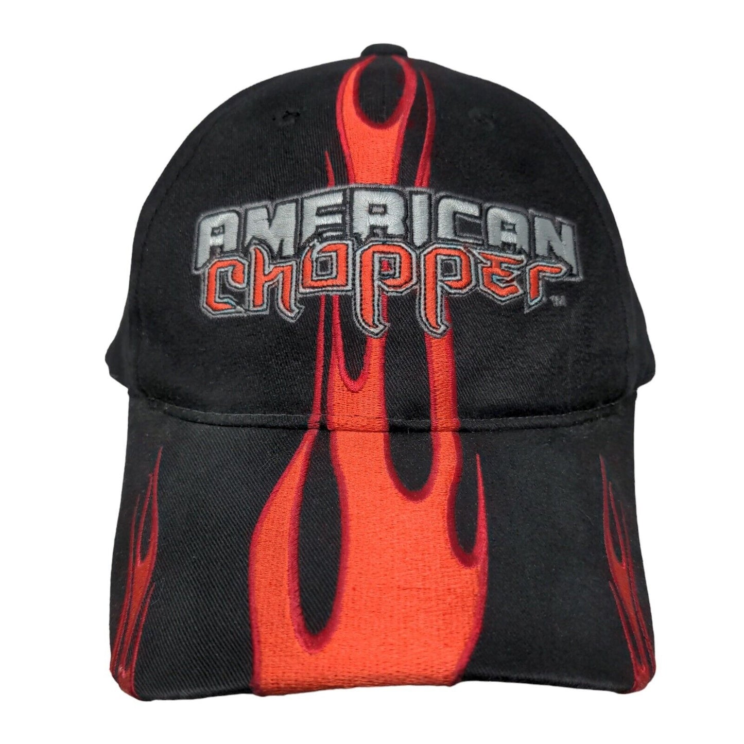 American Chopper Strapback Hat Black One Size Embroidered 6 Panel Cotton