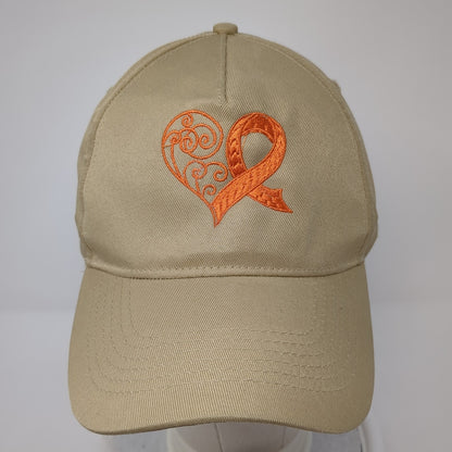 Orange Ribbon Heart Strapback Hat Brown One Size Embroidered Hit Wear
