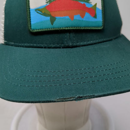 Umpqua Trucker Hat Green White One Size Salmon Patch Tongass Initiative Mesh