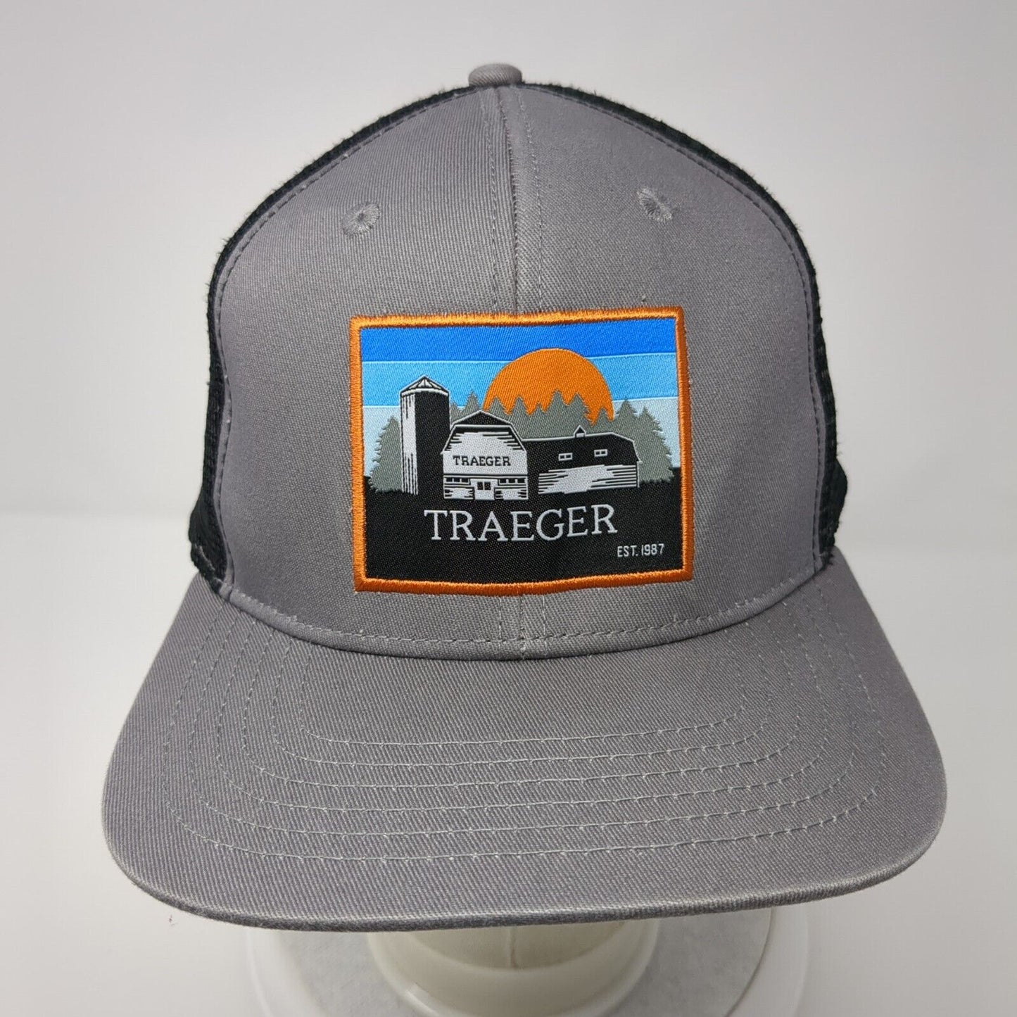 Traeger Est. 1987 Wood Fired Grills Snapback Trucker Hat Gray OS Adjustable Mesh