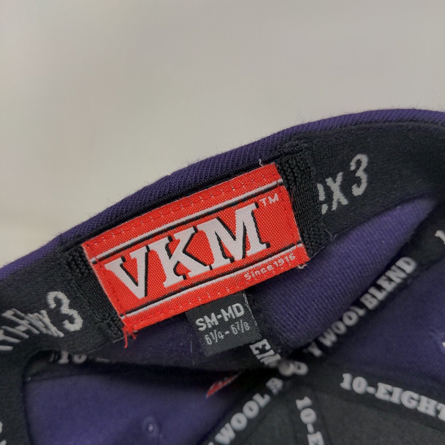 VKM Fitted Hat Purple S/M Tri-Flex 3 Solid 6 Panel Vent Holes Blank