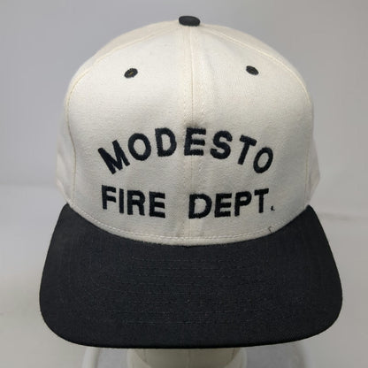 New Era Snapback White L Modesto Fire Dept Pro Model Station Hat Vintage