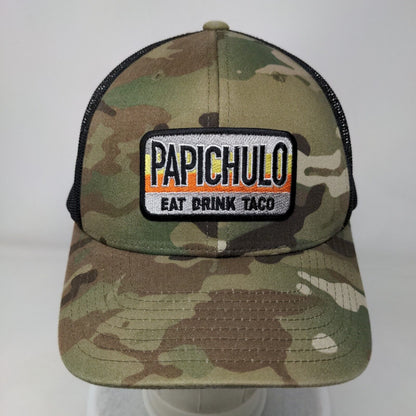 Papichulo Eat Drink Taco Snapback Trucker Hat Camo OSFA Mesh Back