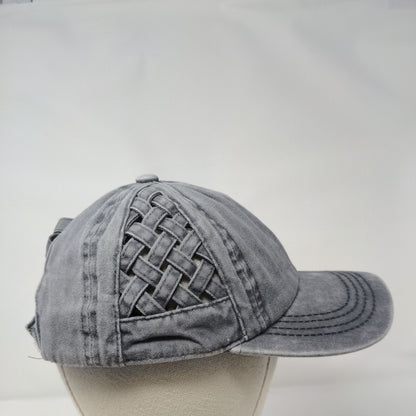 C.C. Exclusive Crisscross Strapback Hat Gray OS Adjustable Breathable Blank