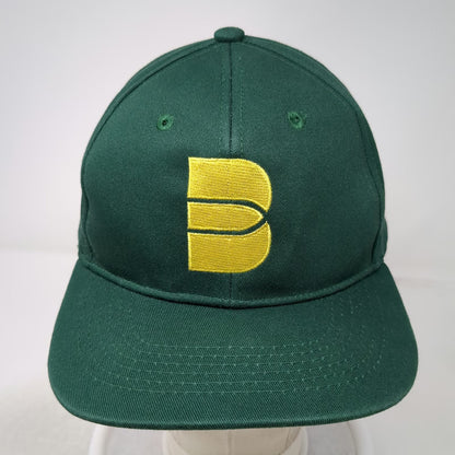 The Botanist Snapback Green One Size Yellow Embroidered Logo Hat Pattern Lining