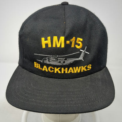 AADCO 5 Panel Black One Size Snapback HM-15 Blackhawks Helicopter Navy Hat Gear