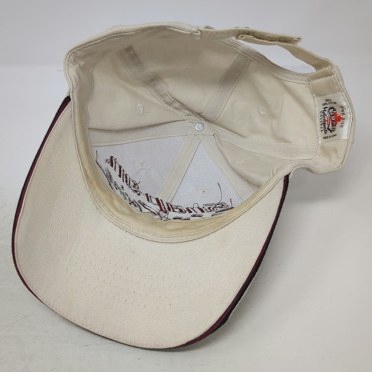 Choko Snap-on Racing Baseball Cap Beige One Size Checkered Flag Embroidered Hat