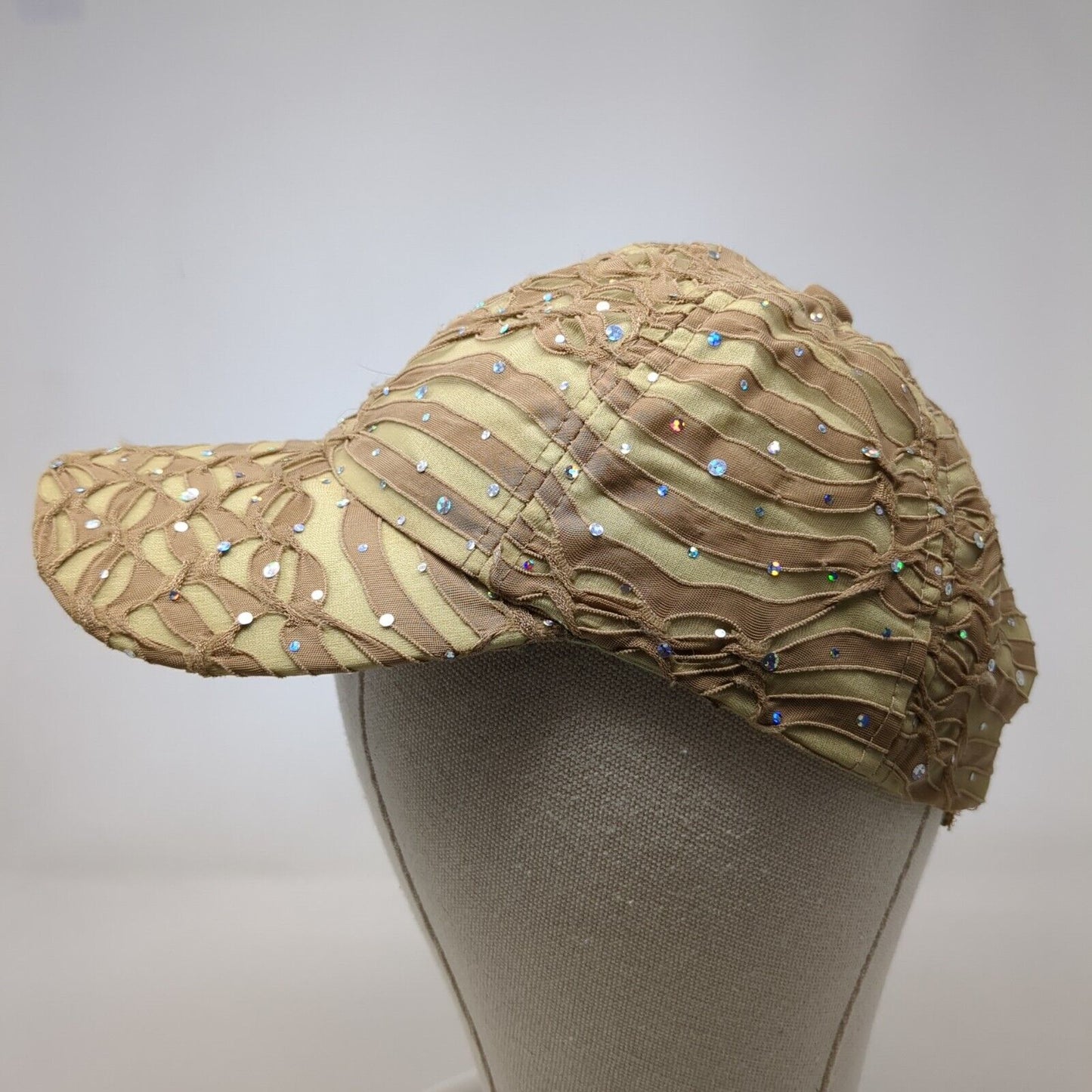 Jewel Rhinestone Strapback Hat Tan One Size Adjustable 6 Panel Something Special