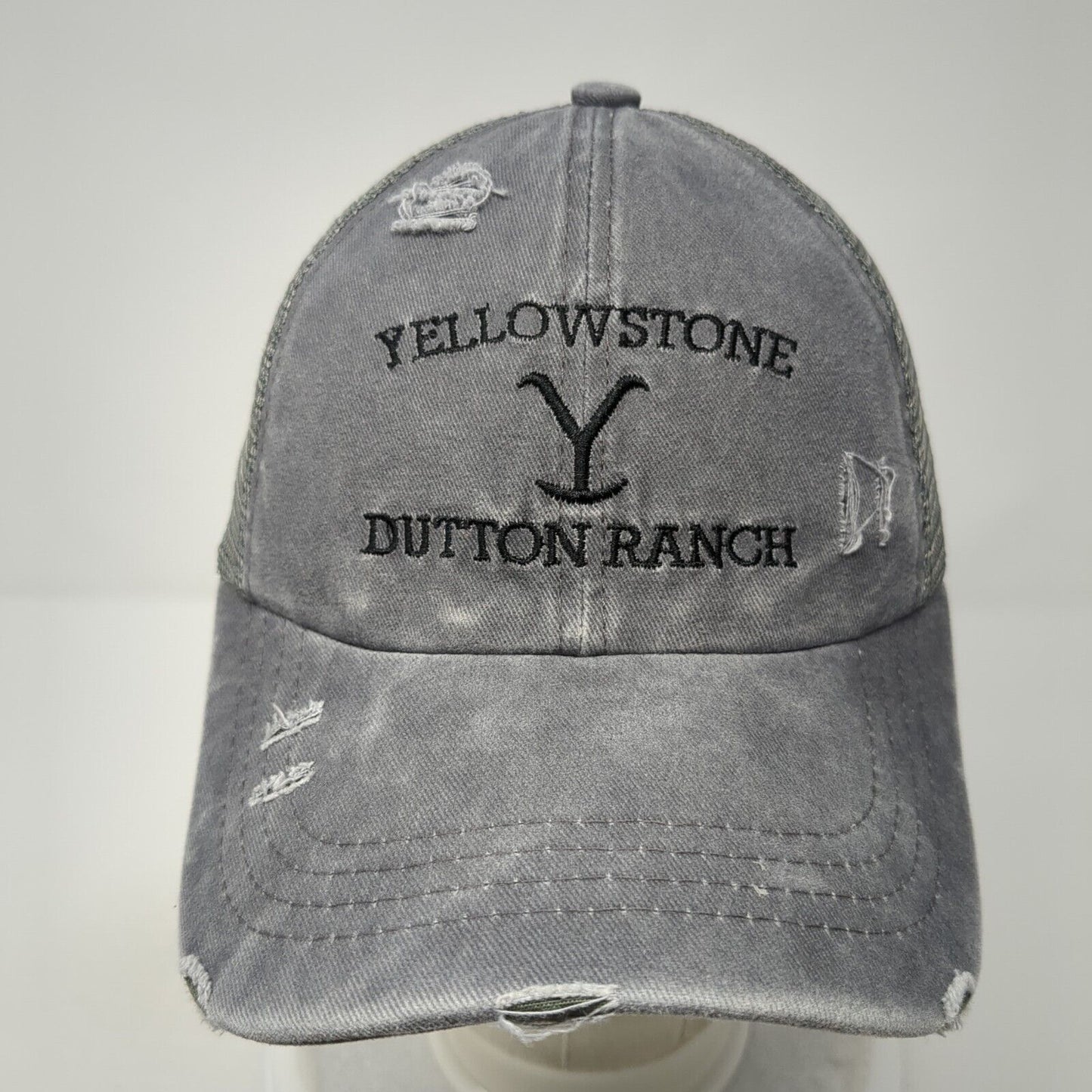 Yellowstone Dutton Ranch Strapback Trucker Hat Gray One Size Ponytail