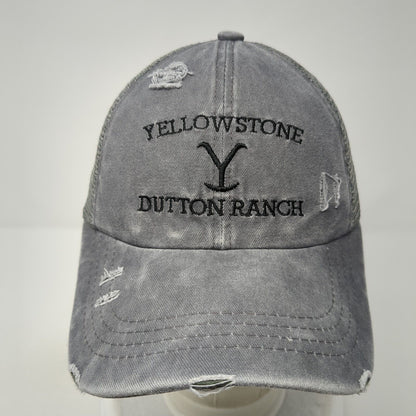 Yellowstone Dutton Ranch Strapback Trucker Hat Gray One Size Ponytail