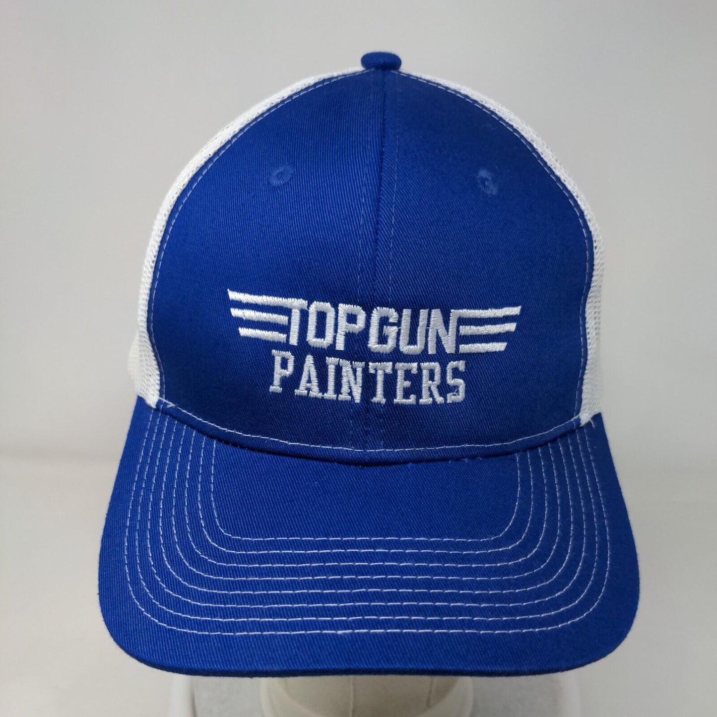 Top Gun Painters Snapback Mesh Back Trucker Hat Blue One Size Colorblock