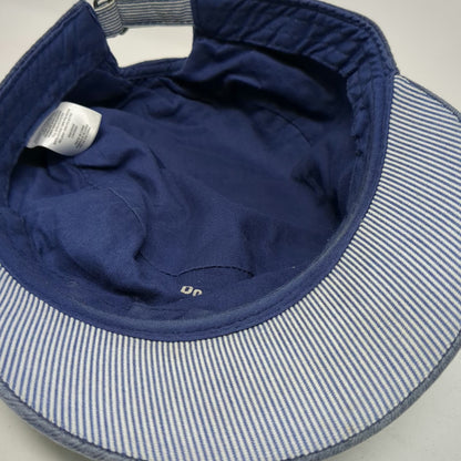 Old Navy Army Cap Blue One Size Heart Embroidery Herringbone Striped Lining Hat