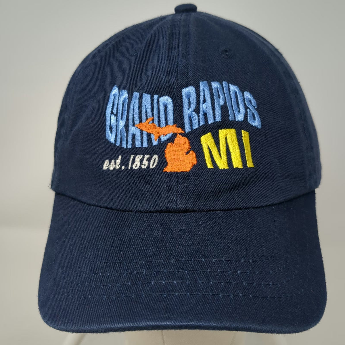 Fahrenheit Baseball Cap Blue One Size Grand Rapids MI Michigan Map Cotton Hat