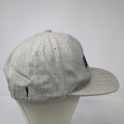 Yupoong Snapback Hat Gray One Size Green Underbrim Flat Brim Embroidered Wool