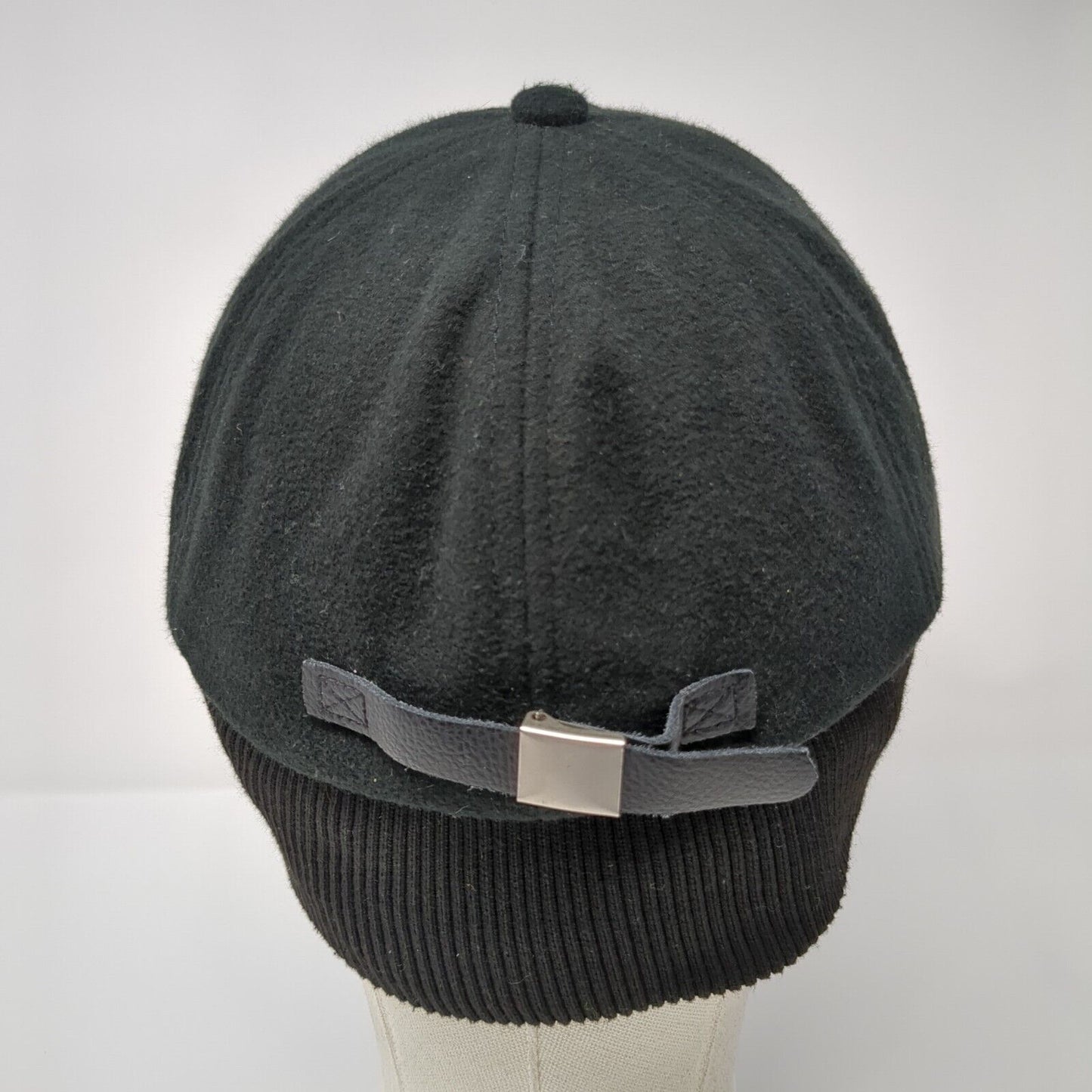 Unbranded Strapback Hat Black One Size Knit Ear Flap Solid Adjustable