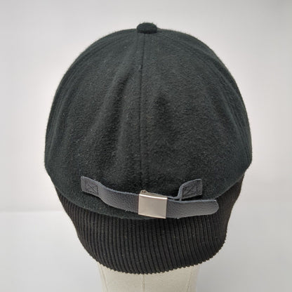 Unbranded Strapback Hat Black One Size Knit Ear Flap Solid Adjustable