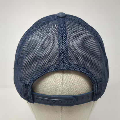 Ride Bikes Be Happy Snapback Trucker Hat Blue OS Adjustable Mesh Back Yupoong