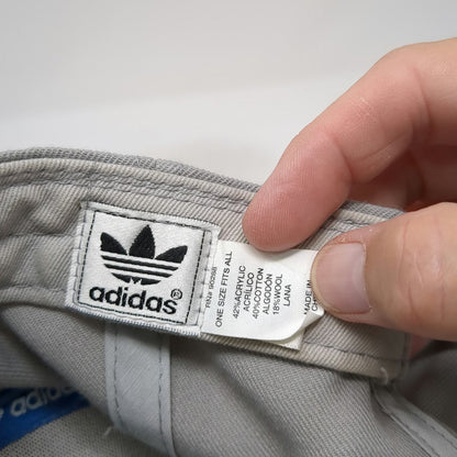 Adidas Snapback Hat Gray Green White OSFM Trefoil Originals Flat Brim Logo Cap