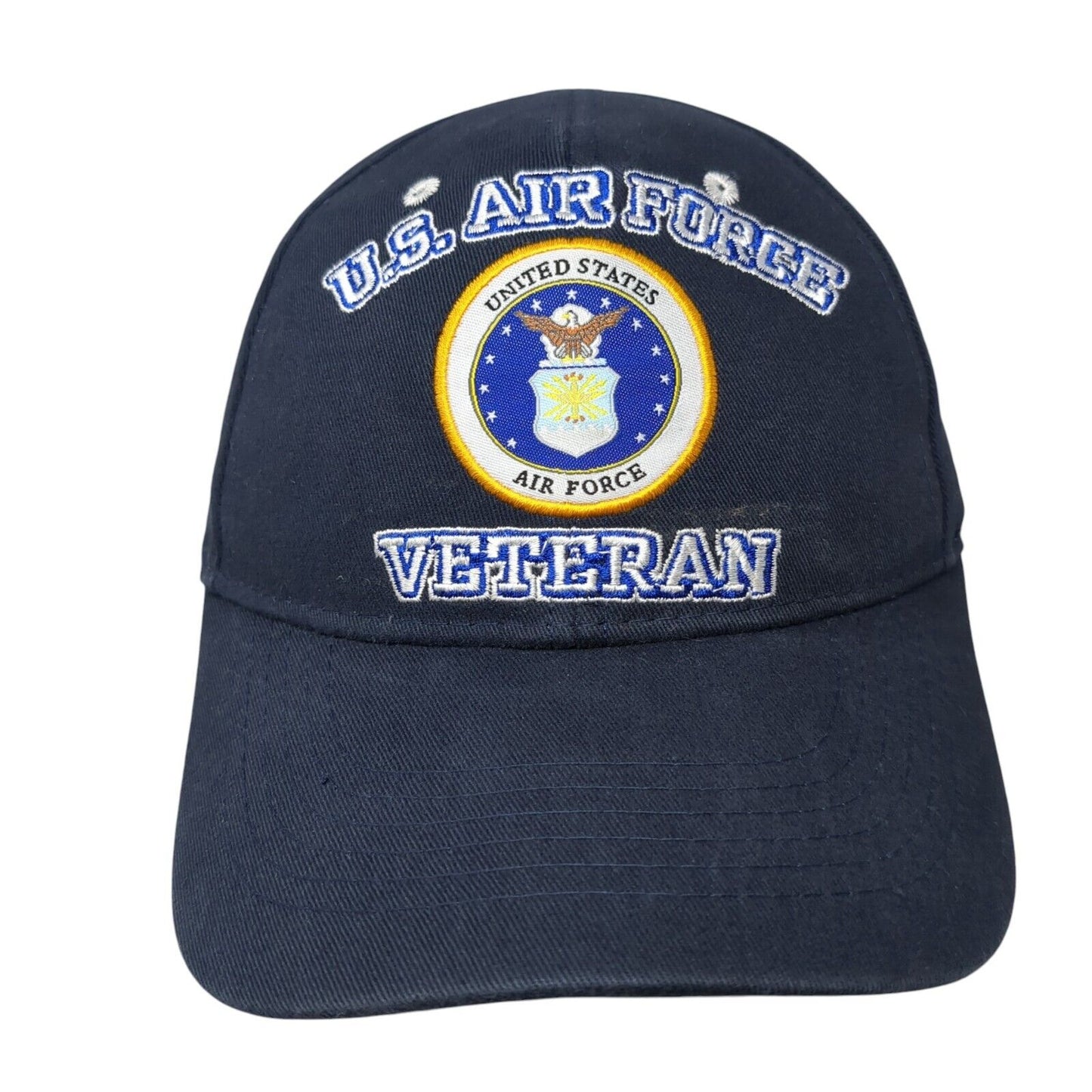 US Air Force Veteran Strapback Hat Blue OSFM Solid Duty Honor Country