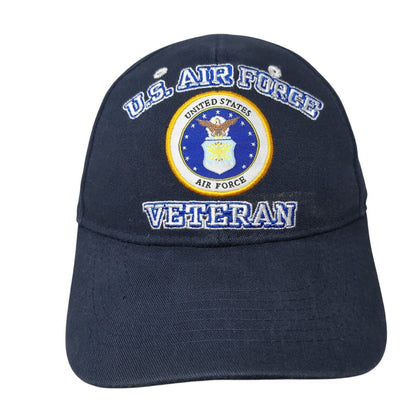 US Air Force Veteran Strapback Hat Blue OSFM Solid Duty Honor Country
