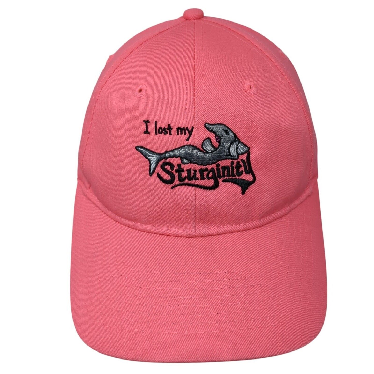 I Lost My Sturginity Strapback Hat Pink One Size Solid Port & Company