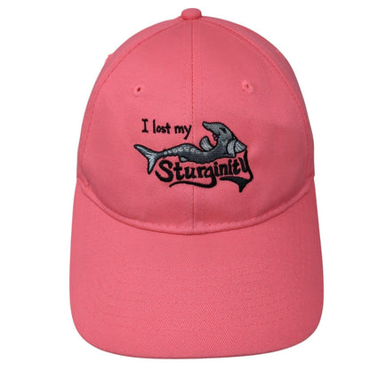 I Lost My Sturginity Strapback Hat Pink One Size Solid Port & Company