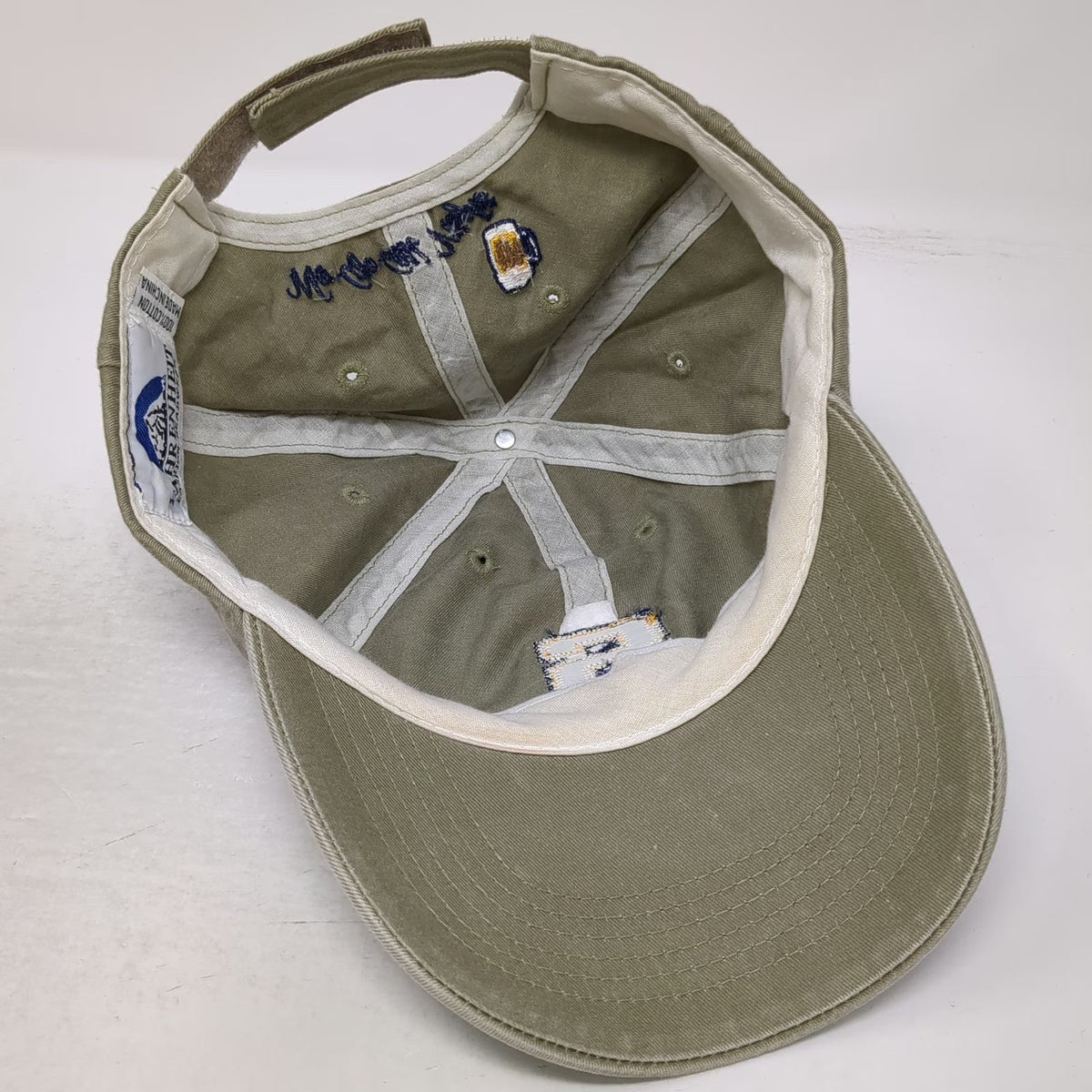 Fahrenheit Baseball Cap Green One Size Squam Lake Beer Mug Strapback hat Logo NH