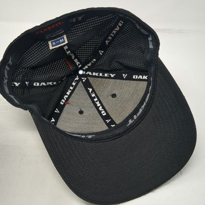 Oakley Baseball Cap Black S-M Flexfit Grid Texture Performance Logo tonal hat