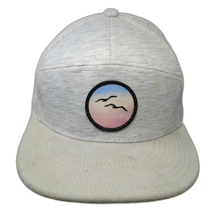 Tommy Breeze Snapback Gray Hat One Size 5 Panel Sunset Birds Patch Flat Brim