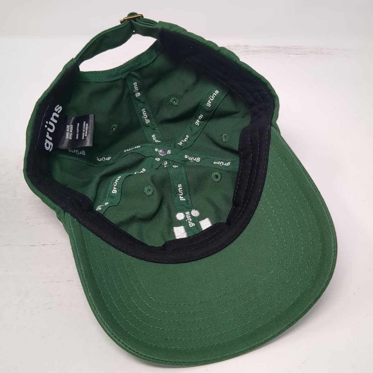 Grüns Baseball Cap Green One Size Cotton Adjustable Slideback Embroidered Hat