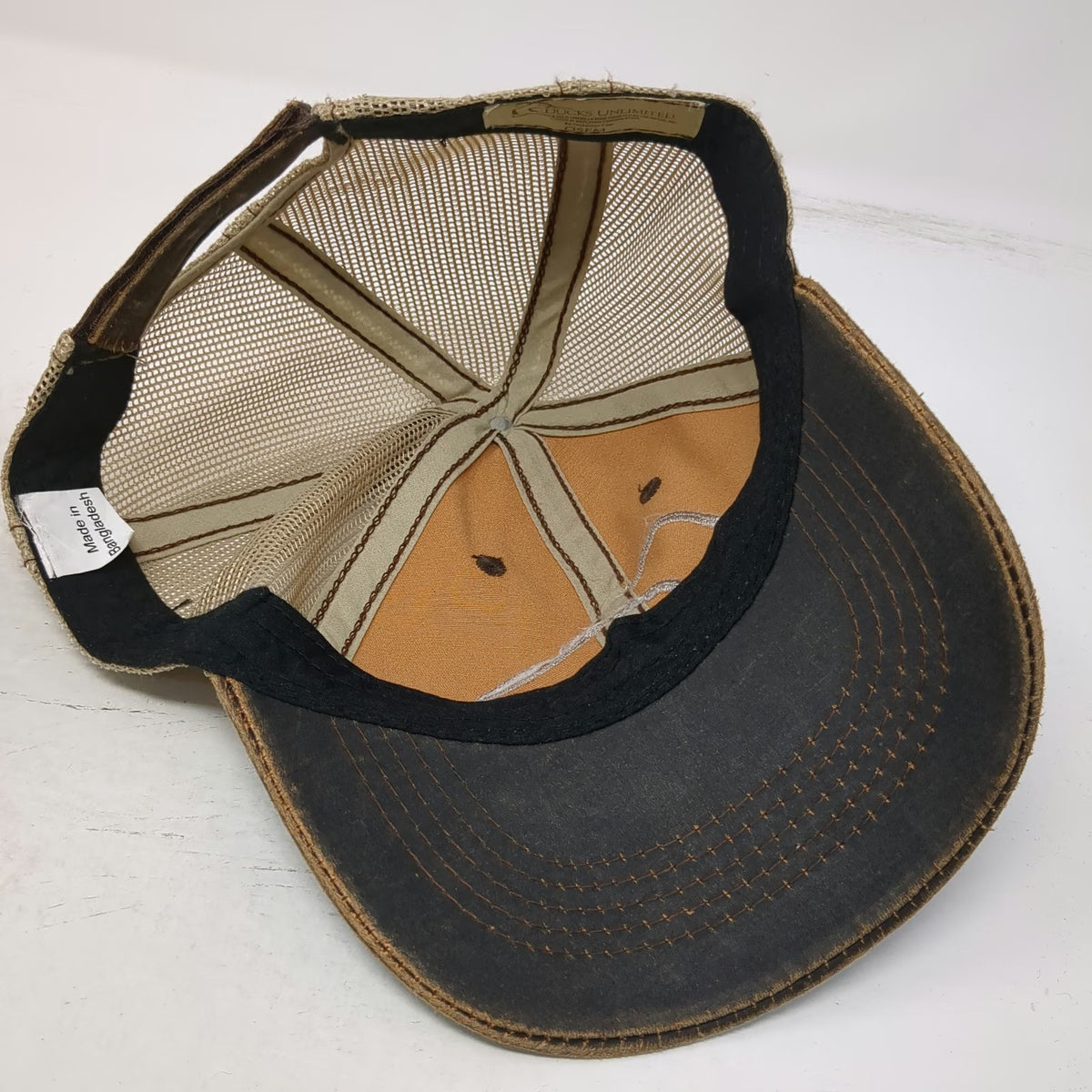 Ducks Unlimited Baseball Cap Brown OSFM Mesh Back Distressed Logo Adjustable Hat