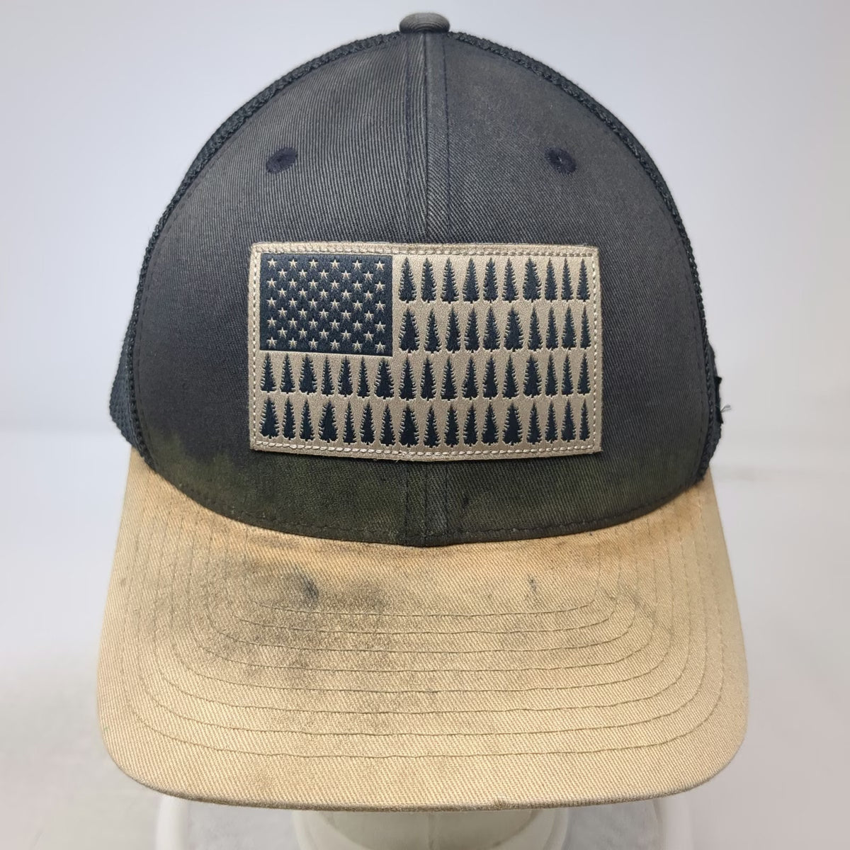 Columbia Baseball Cap Gray One Size Pine Tree Flag Patch Mesh Flexfit Hat