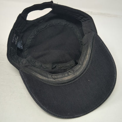 David and Young Army Cap Black One Size Herringbone Cotton Strapback Hat Cadet