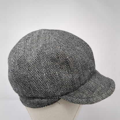 Unbranded Fitted Newsboy Cap Hat Multi One Size Herringbone Buttons