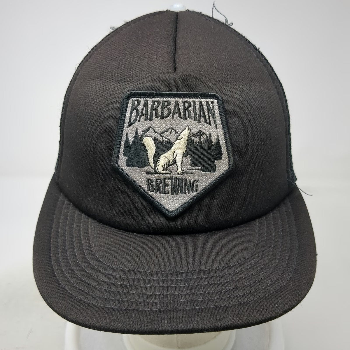 District Trucker Hat Black One Size Snapback Barbarian Brewing Wolf Brewery Logo