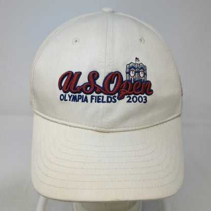 New Era Baseball Cap Beige Red Blue One Size 2003 US Open Olympia Fields USA Hat