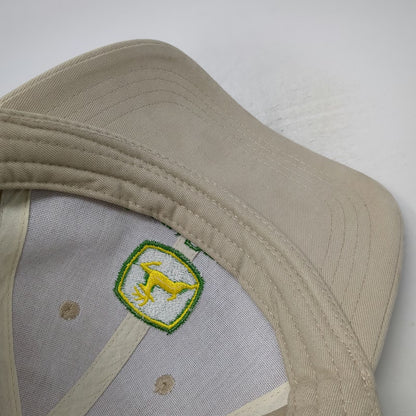John Deere Baseball Cap Beige OSFM Stotz Equipment Side Logo Cotton Hat Slide