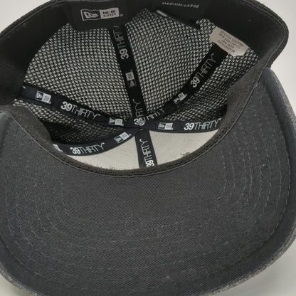 New Era Baseball Cap Gray Black L 39THIRTY Stretch Fit Mesh Back QEI Logo Hat