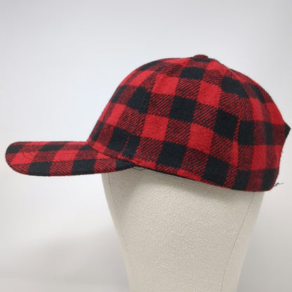 Red Black Buffalo Plaid Baseball Cap One Size Adjustable Cotton Checkered Hat