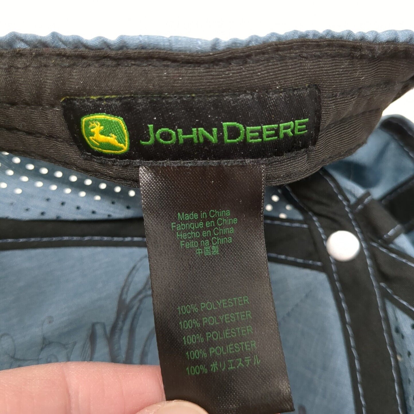 John Deere Strapback Hat Blue One Size Adjustable Laser Cut Perforated