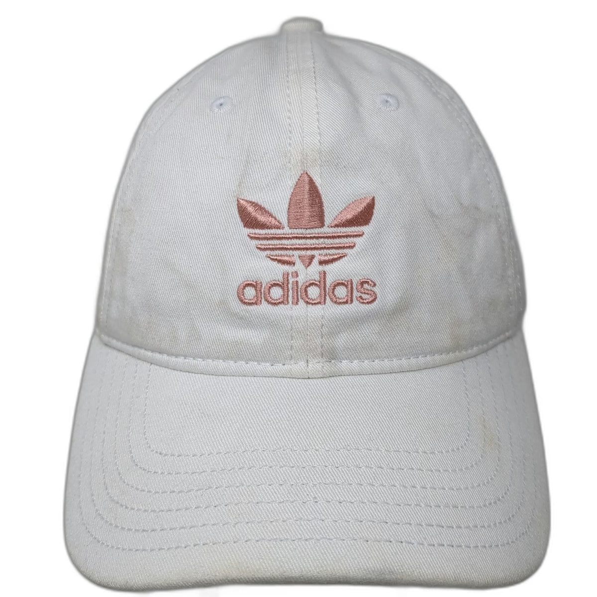 Adidas Baseball Cap White One Size Trefoil Logo Pink Gold Slideback Cotton Hat