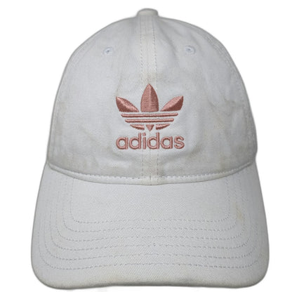 Adidas Baseball Cap White One Size Trefoil Logo Pink Gold Slideback Cotton Hat